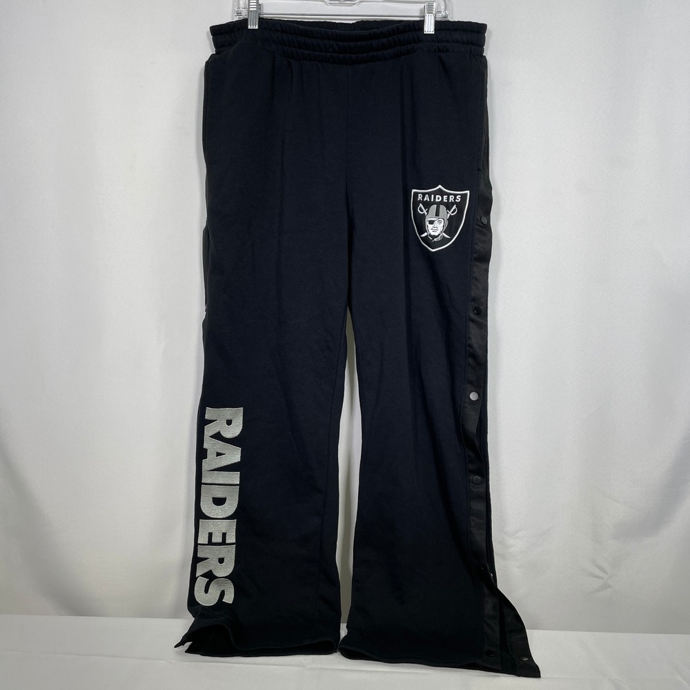 Las Vegas Raiders NFL Team Apparel Black Snap Button Track Pants Women's 1X